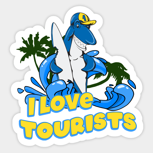 Surfing shark Sticker by Foxxy Merch